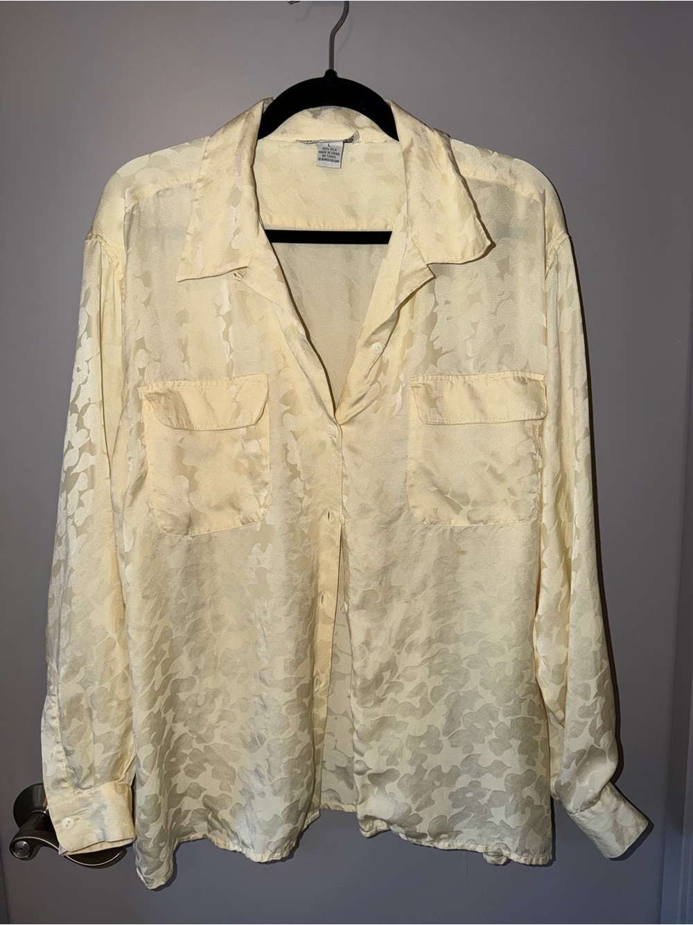 Vintage 100% Silk Jacquard Blouse